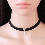 Women Sexy Black Velvet Collar Metal Charms Pendant Choker Necklace Jewelry Gift Silver