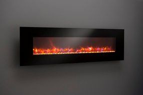 GreatCo 94" Gallery Linear Electric LED Fireplace. Includes LED Backlighting, Heater, IR Remote, 6 ft Cord, Stonefire...