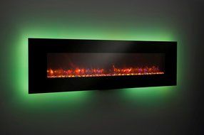 GreatCo 94" Gallery Linear Electric LED Fireplace. Includes LED Backlighting, Heater, IR Remote, 6 ft Cord, Stonefire... N2