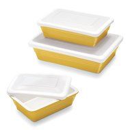 Sur La Table Yellow Oven-to-Table Bakers with Lids M91/M92/M93 WIN , Set of 3