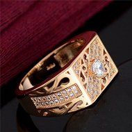 Fashion Noble 1pc 18K Gold Filled Cubic Zirconia Men's Women Ring size9-11 (10)