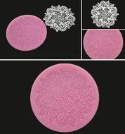 FOUR-C Cupcake Lace Mat Silicone Mold Cake Design Color Pink