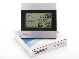 Copious Indoor Humidity Monitor Temperature Gauge with Calendar and Alarm Clock N3