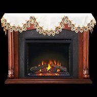 19" X 90" Wide Fireplace Mantel Scarf with Gold Beige Lace on White