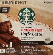 Starbucks Peppermint Mocha Cafe Latte Pods (9 Count package, 15.2 oz)