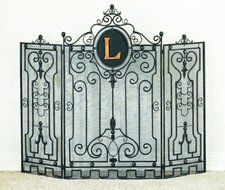 FIREPLACE SCREENS - "STANSTED PARK" MONOGRAM FIREPLACE SCREEN - BURNISHED GOLD