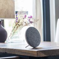 Bluetooth Speakers With Stand Sphere Design Fabric Material With Big Sound Unique Home and Office Decoration Grey N2
