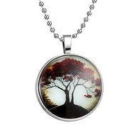 Steampunk Tree Glow in the Dark Glowing Pendant Necklace Stainless Steel Chain