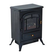 HomCom 16&rdquo; 1500W Free Standing Electric Stove Fireplace Heater - Black N5