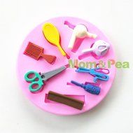 Mom&amp;pea 0634 Hair Tools Shaped Silicone Mould for Fondant Cake Sugar Paste Cake Decoration 3d Cake Toppers Mold... N4