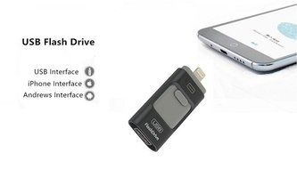 iPhone USB Flash Drive Suit For Iphone 6 / 5 IOS 9.0 and Android with Double Plug (USB and iPhone Interface) for...