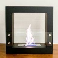 Genoa Freestanding Ventless Ethanol Fireplace. Tempered Safety Glass and Black Matte Finish. Perfect Indoor and... N2