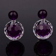 Side Double Popular Bubble Round Two Ball Purple Stud Plug Faceted Earrings