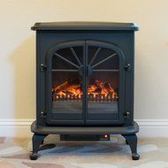 Wellington Free Standing Electric Fireplace Stove - 28 Inch Black Portable Electric Vintage Fireplace with Realistic... N5