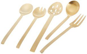 Herdmar Spiga 5-Piece Serving Set, Gold Matte Finish