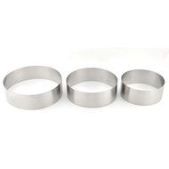 uxcell Metal Round Shape Home Kitchen DIY Fondant Muffin Cake Making Tool Mold 3 in 1 Silver Tone