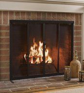 Plow &amp; Hearth Fire Screen with Sliding Doors, 44'' x 33''