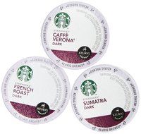 30 Pack - Starbucks Variety Coffee K-Cup Featuring 3 Dark Roast for Keurig Brewers &ndash; French Roast, Sumatra, Caffe...