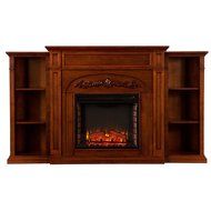 Southern Enterprises Chantilly Bookcase Electric Fireplace Autumn Oak