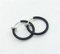 2PCS Punk Unisex Cool Nose Lips Ring Spring Clip On Hoop Earring Piercing Septum