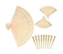 6MILES 48 Pcs Chinese Sandalwood Scented Wooden Openwork Personal Hand Held Folding Fans for Wedding Decoration...