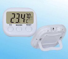 1 White Mini Digital Indoor LCD Display Thermo Hygro Meter Thermometer Hygrometer with Stand