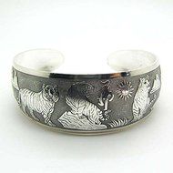 Hot! New Tibetan Tibet silver White Tiger Totem Bangle Cuff Bracelet