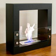 Genoa Freestanding Ventless Ethanol Fireplace. Tempered Safety Glass and Black Matte Finish. Perfect Indoor and... N3