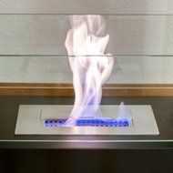 Genoa Freestanding Ventless Ethanol Fireplace. Tempered Safety Glass and Black Matte Finish. Perfect Indoor and... N4