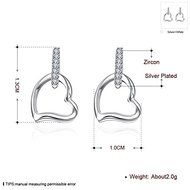 925 Sterling Silver Plated Lady&#039;s Wedding Engagement Love Heart Dangle Earrings