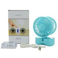 Xman&reg;Couples Mini Fan Dual Head Portable USB Rechargeable Personal Fan Quiet Operation Desktop Fan with LED Light... N2