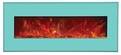 Amantii Advanced Series Wall Mount/Built-In Electric Fireplace with Coastal Blue Steel Surround, 58 Inch