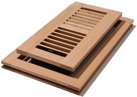 Venice Wooden 4"x12" Red Oak Wood Vent Floor Register flush Unfinished Damper