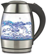 Royal 1.7L Cordless Glass Electric Hot Water Tea Kettle Blue LED Stainless Steel (50 oz, White)