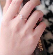 Fashion Women 18K Gold Plated Crystal Bridal Engagement Ring Adjustable Size