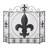 AW Fleur-De-Lis Tri-fold Fireplace Screen is adjustable &amp; features a large Fleur-de-Lis symbol