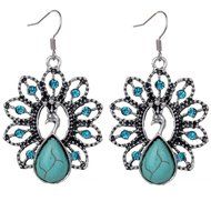 MENGDA Jewelry Peacock Turquoises Pendant Earrings Necklace Set for Womens Girls