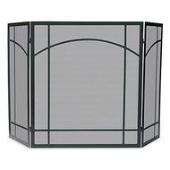 3-Fold Mission Design Fireplace Screen in Black Wrought Iron