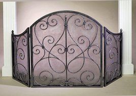 Fireplace Screen - "Notting Hill" Fire Screen - Pewter Finish / Wire Mesh - Fire Place Screen