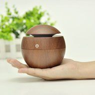 Topc Mini Ultrasonic Aroma USB Wooden Humidifier Portable Essential Oil Diffuser with 6 Color LED light