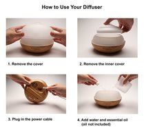 Essential Oil Diffuser 300ml - Aroma Diffuser Ultrasonic Whisper Quiet Cool Mist - Aromatherapy Humidifier with...