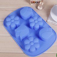 DUFUSTORE Chocolate Cake Candy Baking Silicone Bakeware Mould 6pcs Tulip Pattern Random Color N2