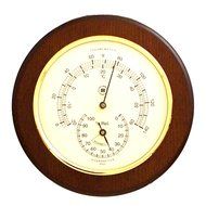 Cherry Wood Thermometer and Hygrometer with Solid Brass Bezel