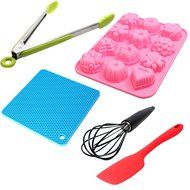 Silicone Bakeware Set - Silicone Molds For Baking, Silicone Kitchen Spatula, Silicone Pot Holder, Silicone Whisk...