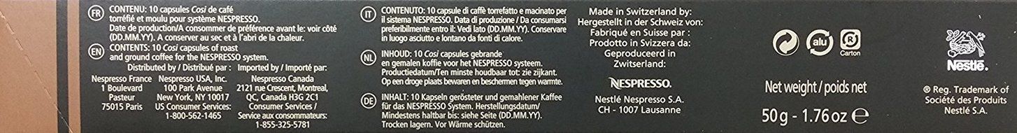 50 NESPRESSO COFFEE CAPSULES (10 x VOLLUTO, 10 x ROMA, 10 x COSI, 10 x VIVALTO LUNGO, 10 x ARPEGGIO) N3