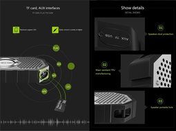 YDIA BS03 Portable Wireless Stereo Bluetooth Speaker Waterproof Dustproof Shockproof Handsfree Support TF Card... N8