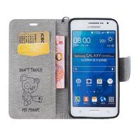 Galaxy Grand Prime Case, Galaxy Grand Prime Wallet Case,PHEZEN Cute Bear Don't Touch My Phone Design PU Leather... N9