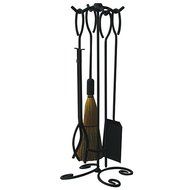 UniFlame, F-1187B, 5pc Black Wrought Iron Fire Set with Ring Handles