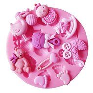 Lariy 3D Silicone Baby Bear Foot Birds Shape Fondant soap mold chocolate candy mold pink