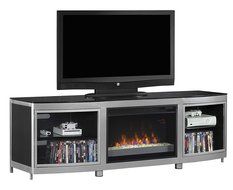 ClassicFlame 26MM9313-D974 Gotham TV Stand for TVs up to 80&quot;, Silver/Black (Electric Fireplace Insert sold separately) N2
